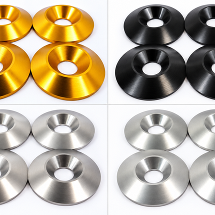 Aluminum CSK M8 (8mm) 30mm Seat Washer 4pk / Black Gold Silver