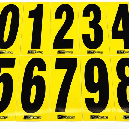Euro Slim Black numbers on Yellow background Pack Of 4