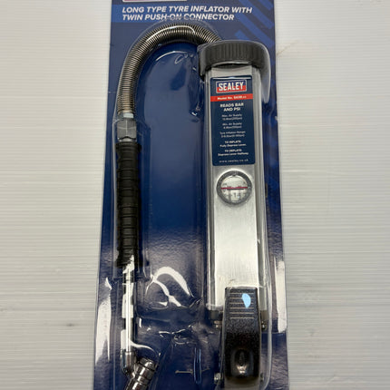Sealey Tyre Inflator Long Type with Twin Push-On Connector SA39