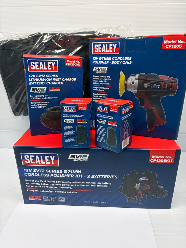 Sealey CP1205KIT 12V Mini Polisher Kit– 2x Batteries – 71mm 2 Batteries &Charger