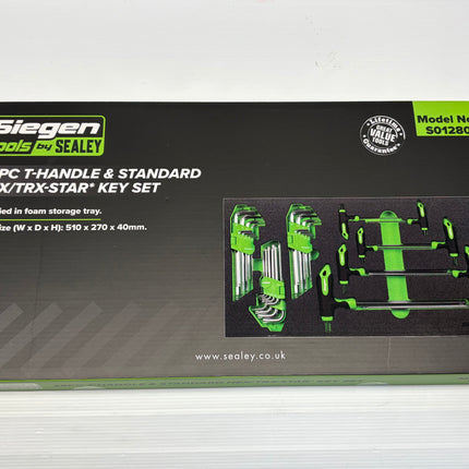 Sealey S01280 T-Handle Standard Hex/TRX-Star* Key Set with Tool Tray