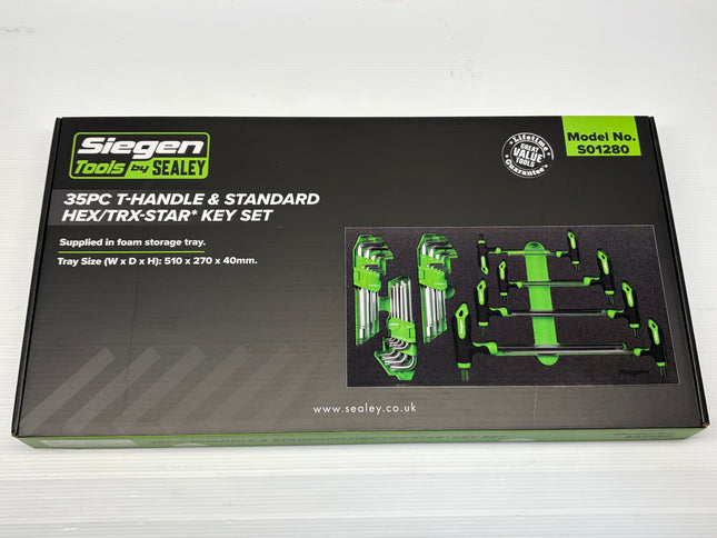 Sealey S01280 T-Handle Standard Hex/TRX-Star* Key Set with Tool Tray