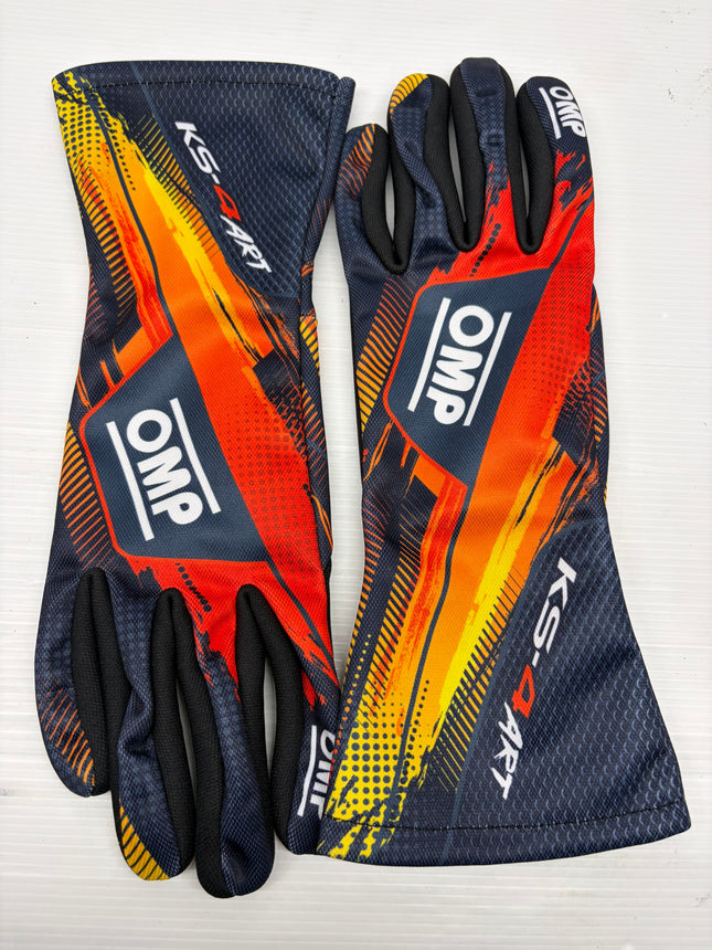 OMP KS-4 KS4 ART BLACK / ORANGE KARTING GLOVES
