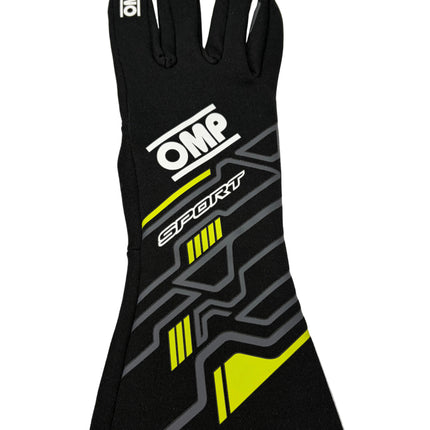 OMP SPORT FIA 8856-2018 GLOVES BLACK - YELLOW NOMEX FIREPROOF