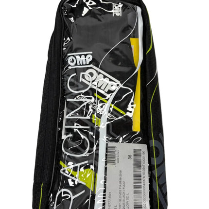 OMP SPORT FIA 8856-2018 GLOVES BLACK - YELLOW NOMEX FIREPROOF