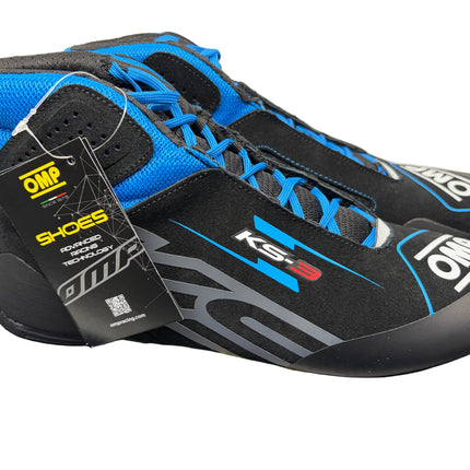 OMP KS-3 MY 2026 BLACK / CYAN / BLUE  KARTING BOOTS DRIVER SHOES