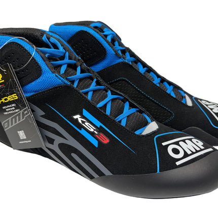 OMP KS-3 MY 2026 BLACK / CYAN / BLUE  KARTING BOOTS DRIVER SHOES