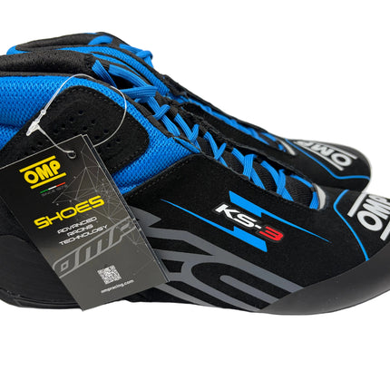 OMP KS-3 MY 2026 BLACK / CYAN / BLUE  KARTING BOOTS DRIVER SHOES