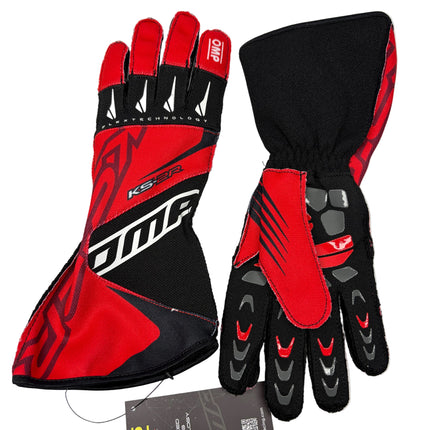 OMP KS-2R KARTING KART GLOVES RED / BLACK  - RACING TRACK DAYS DRIVING GLOVES (Copy)