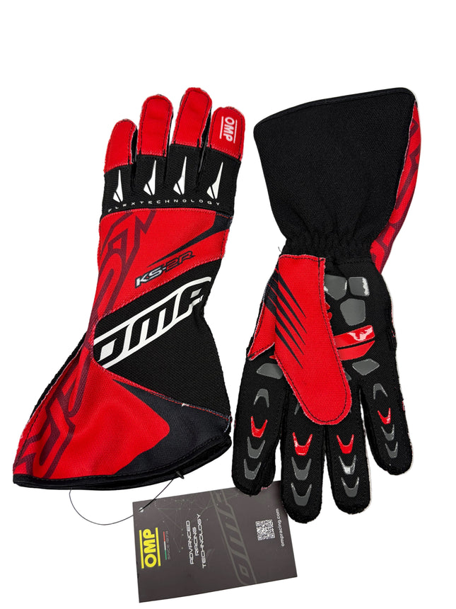 OMP KS-2R KARTING KART GLOVES RED / BLACK  - RACING TRACK DAYS DRIVING GLOVES (Copy)