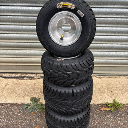 NEW JET RIMS FITTED WITH USED KOMET WET TYRES