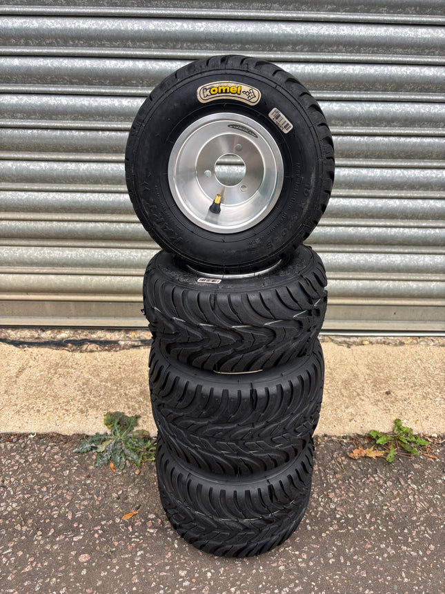 NEW JET RIMS FITTED WITH USED KOMET WET TYRES