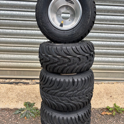 NEW JET RIMS FITTED WITH USED KOMET WET TYRES