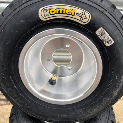 NEW JET RIMS FITTED WITH USED KOMET WET TYRES