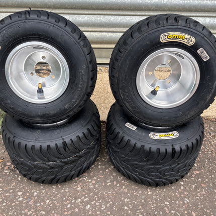 NEW JET RIMS FITTED WITH USED KOMET WET TYRES