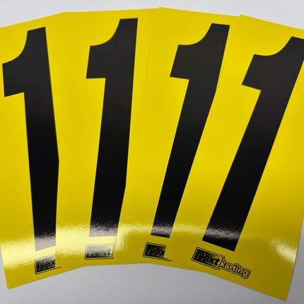 Euro Slim Black numbers on Yellow background Pack Of 4