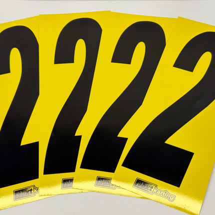 Euro Slim Black numbers on Yellow background Pack Of 4