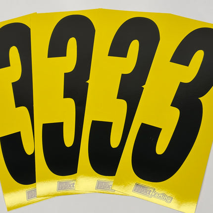 Euro Slim Black numbers on Yellow background Pack Of 4