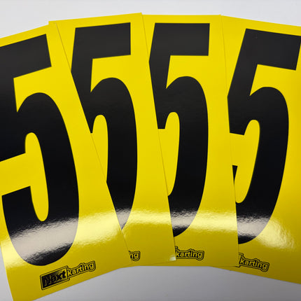 Euro Slim Black numbers on Yellow background Pack Of 4