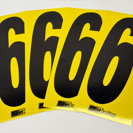 Euro Slim Black numbers on Yellow background Pack Of 4
