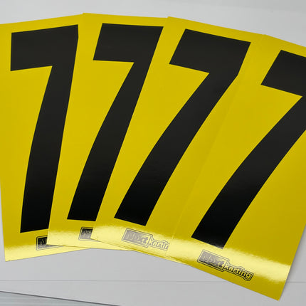 Euro Slim Black numbers on Yellow background Pack Of 4