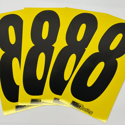 Euro Slim Black numbers on Yellow background Pack Of 4