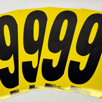 Euro Slim Black numbers on Yellow background Pack Of 4