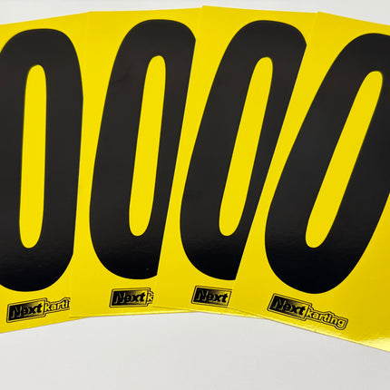 Euro Slim Black numbers on Yellow background Pack Of 4