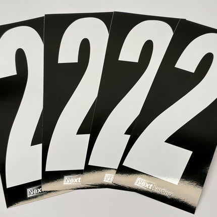 Euro Slim White numbers on Black background Pack Of 4