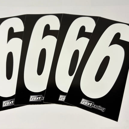Euro Slim White numbers on Black background Pack Of 4