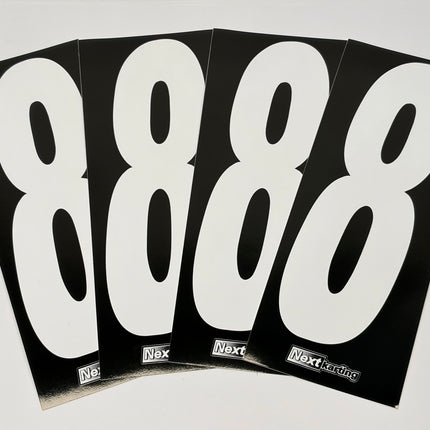 Euro Slim White numbers on Black background Pack Of 4