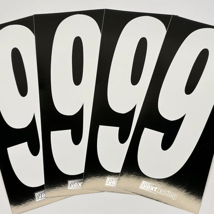 Euro Slim White numbers on Black background Pack Of 4