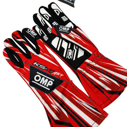 OMP KS-4 KS4 ART RED / WHITE KARTING GLOVES