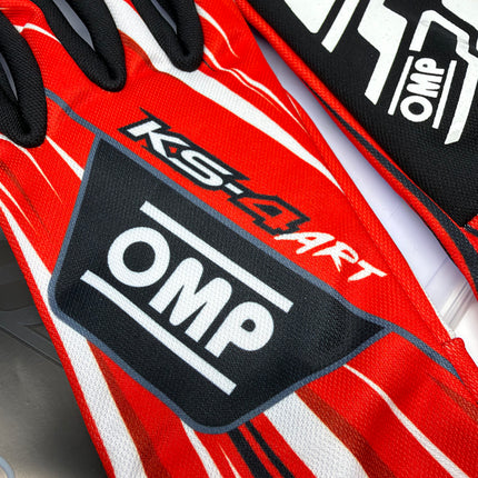 OMP KS-4 KS4 ART RED / WHITE KARTING GLOVES