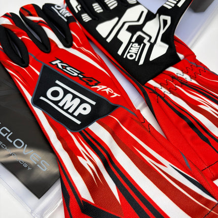 OMP KS-4 KS4 ART RED / WHITE KARTING GLOVES