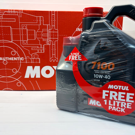 Motul 7100 4T 10W-40 Motorcycle Engine Oil Fully Synthetic 10W40 4L + 1L 5 Litre