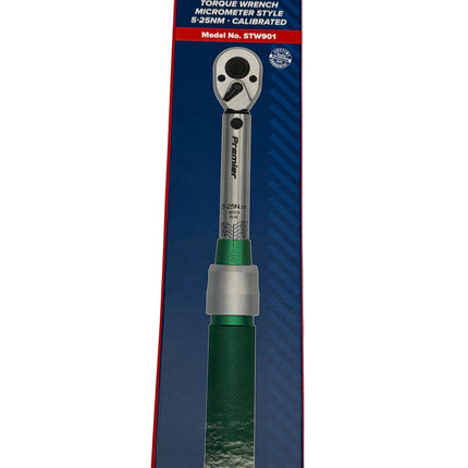 Sealey 1/4" Drive Calibrated Micrometer Style Torque Wrench, 5Nm To 25Nm, STW901