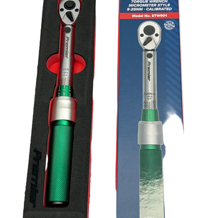 Sealey 1/4" Drive Calibrated Micrometer Style Torque Wrench, 5Nm To 25Nm, STW901