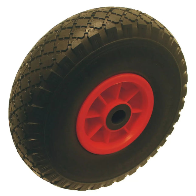 Red Plastic Trolley Wheel 10" 3.00-4 (20mm Bore -75mm Length)