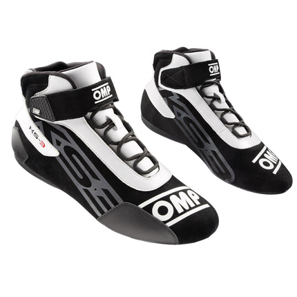 OMP KS-3 BLACK & WHITE   KARTING BOOTS DRIVER SHOES