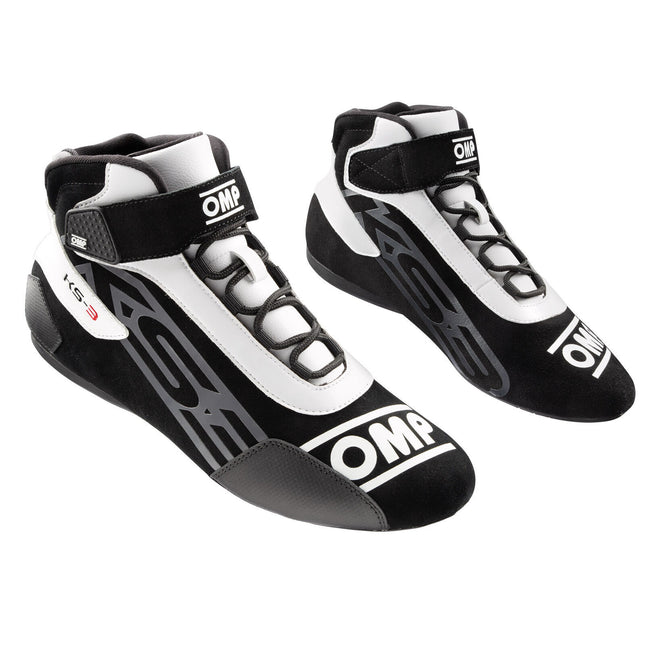 OMP KS-3 BLACK & WHITE   KARTING BOOTS DRIVER SHOES