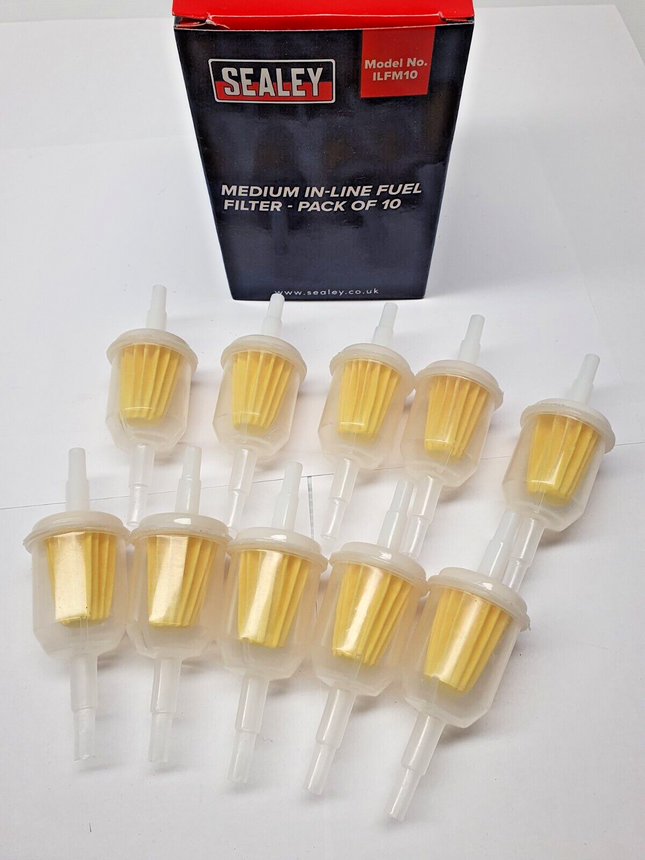 Sealey Medium In-Line Fuel Filters x10