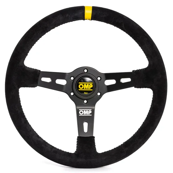 Share OMP RS Steering Wheel - 350mm Diameter / Suede Trimmed / Semi Dish