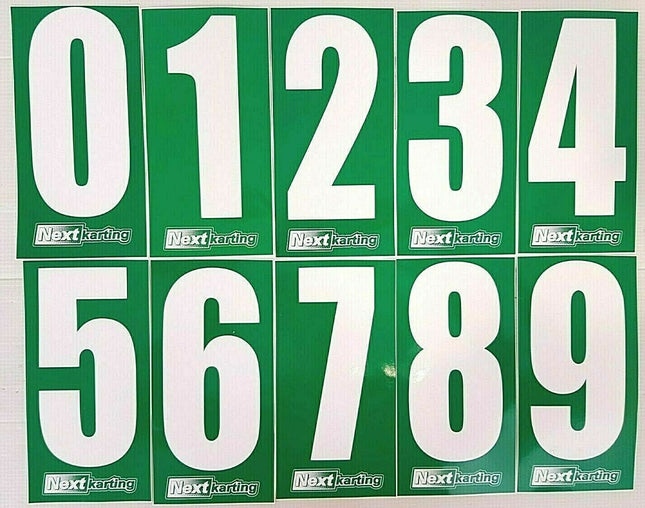 White Numbers on Green background Pack Of 4