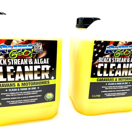 Rhino Goo Caravan Motorhome Race Van Truck Cleaner Black Streak Algae Remover 5L Twin Pack 10 L