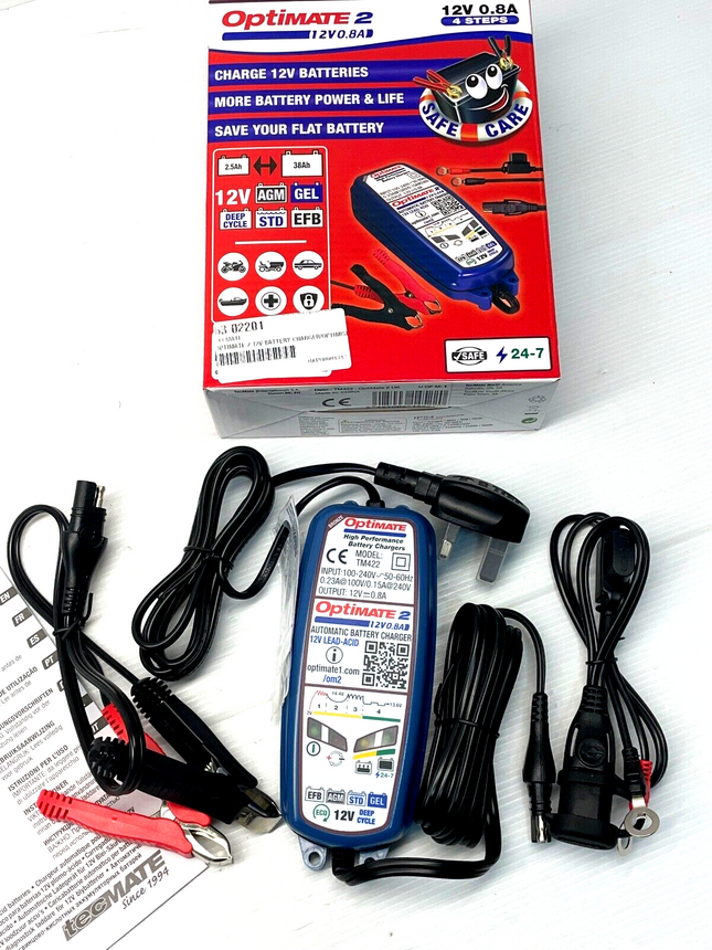 OptiMate 2 Motorcycle Bike Kart ATV AGM STD GEL 12V Battery Charger Optimiser