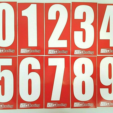 White Numbers on Red background Pack Of 4 – Next Karting