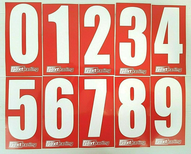 White Numbers on Red background Pack Of 4 – Next Karting
