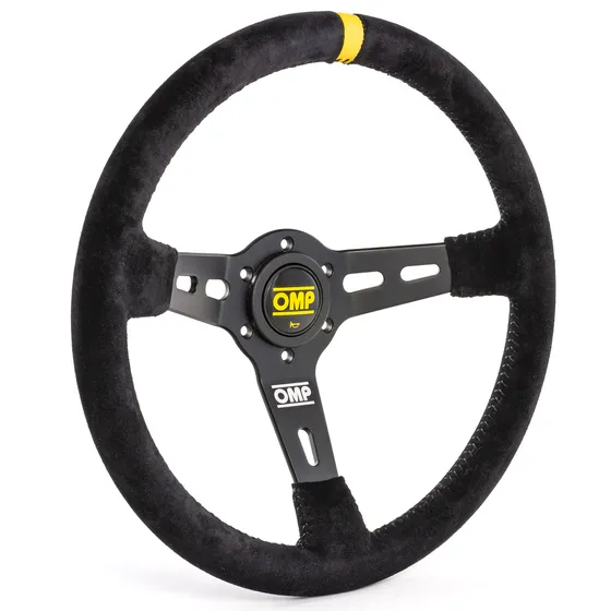 Share OMP RS Steering Wheel - 350mm Diameter / Suede Trimmed / Semi Dish