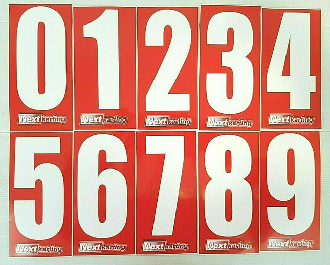 White numbers on Red background Pack Of 4